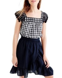 J.Crew Embroidered Gingham Top