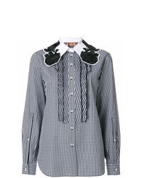 Black Gingham Button Down Blouse