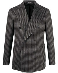 Black Gingham Double Breasted Blazer