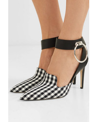 Monse Embellished Leather And Gingham Twill Pumps