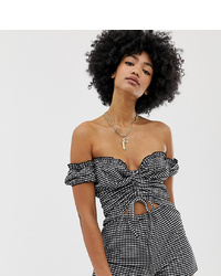 Another Reason Bardot Playsuit With Cut Out Detail In Gingham