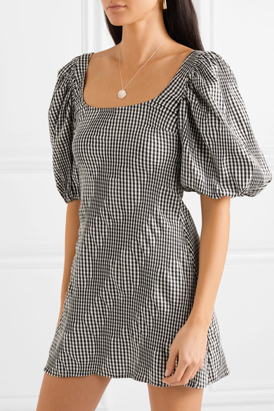 Georgia Alice Famous Ruched Gingham Cotton Blend Poplin Mini Dress