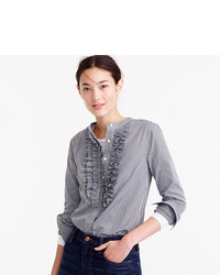 Thomas Mason Collection For Jcrew Gingham Ruffle Front Shirt