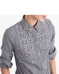 J.Crew Collection Thomas Mason For J Crew Embellished Gingham Button Up Shirt