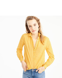 J.Crew Tall Gathered Popover Shirt In Microgingham