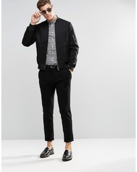 Asos Brand Skinny Shirt In Black Gingham Check With Short Sleeves
