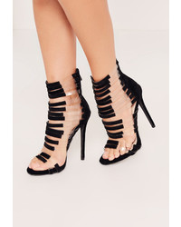 Missguided Black Perspex Panelled Strappy Gladiator Heels