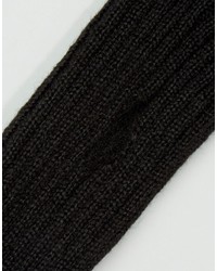 Asos Fingerless Gloves In Black Fluffy Yarn