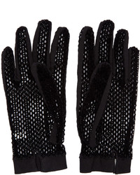 MM6 MAISON MARGIELA Black Velvet Mesh Gloves