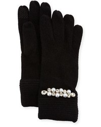 Portolano Embellished Cashmere Gloves Black