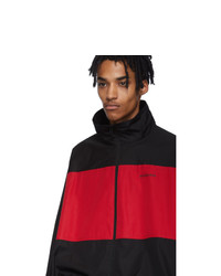 Balenciaga Black And Red Poplin Zip Up Jacket