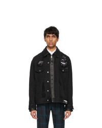 Dolce and Gabbana Black Denim And Leather Combined Variant Jacket