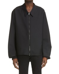 Givenchy Oversize Zip Up Wool Blend Shirt In Black At Nordstrom