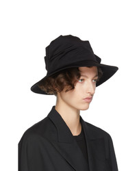 Ys Black Frill Cloche Hat