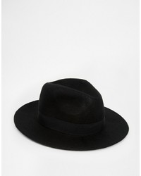 Asos Brand Fedora Hat In Black Felt