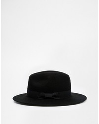 Asos Brand Fedora Hat In Black Felt