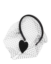 RED Valentino Heart Patch On Satin Headband With Veil