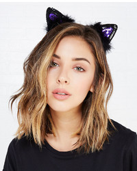 Sequined Fuzzy Cat Ears Headband