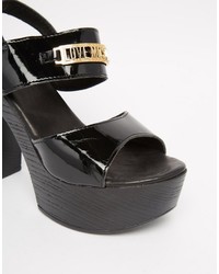 Love Moschino Black Clog Heeled Sandals