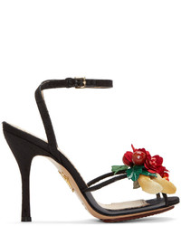 Charlotte Olympia Black Tropical Heeled Sandals