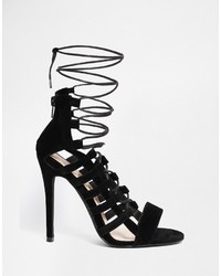 Boohoo Caged Lace Up Heeled Sandals