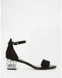 Dune Marcee Black Gem Mid Heeled Sandals