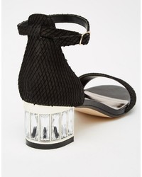 Dune Marcee Black Gem Mid Heeled Sandals