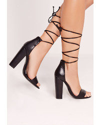 Missguided Block Heel Barely There Sandals Black