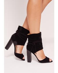 Missguided Block Heeled Ankle Cuff Sandals Black