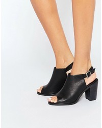 Glamorous Mule Sling Black Heeled Sandals