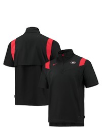 Nike Black Bulldogs 2021 Coaches Short Sleeve Quarter Zip Jacket At Nordstrom