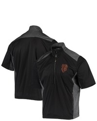 Antigua Black San Francisco Giants Barrier Short Sleeve Half Zip Jacket