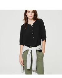 LOFT Petite Shirred Henley Shirt