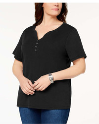 Karen Scott Plus Size Cotton Henley T Shirt Created For Macys