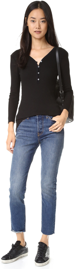 James Perse Rib Henley Top Shopbop Com Lookastic