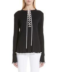 Adeam Ribbed Lace Up Henley