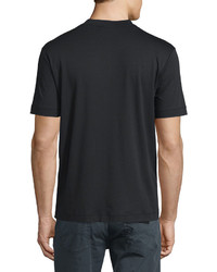 Armani Collezioni Short Sleeve Henley T Shirt Black