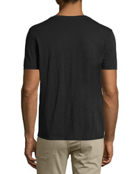 Vince Slub Short Sleeve Henley Shirt Black