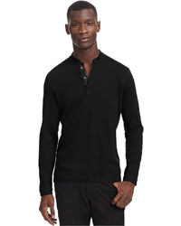 Kenneth Cole Reaction Henley Shirt With Faux Leather