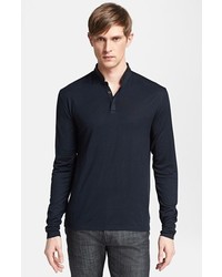 The Kooples Jersey Henley With Leather Band Collar