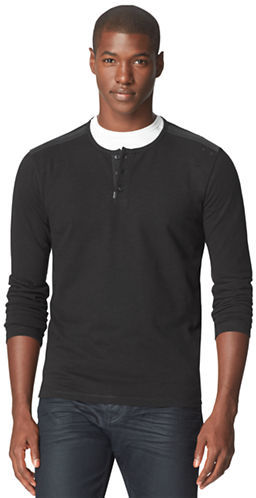 Calvin Klein Jeans Long Sleeve Cotton Henley, $59 | Lord & Taylor |  Lookastic