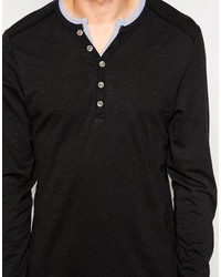 Esprit Long Sleeve Henley Top With Contrast Collar