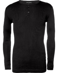 Dolce & Gabbana Ribbed Cotton Jersey Henley T Shirt