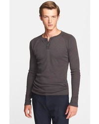 Billy Reid Trim Fit Mlange Long Sleeve Thermal Henley