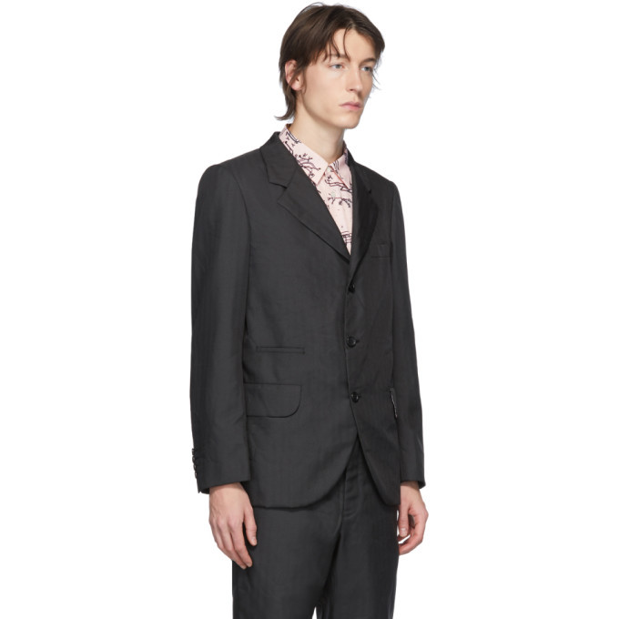 Comme des Garcons Homme Deux Black Textured Herringbone Blazer, $354 ...