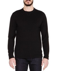 Black Herringbone Crew-neck Sweater
