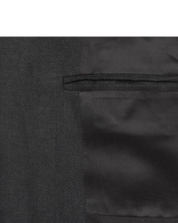 Maison Margiela Black Slim Fit Herringbone Wool And Linen Blend Blazer
