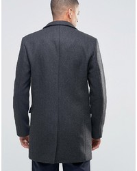 Selected Homme Herringbone Overcoat With Detachable Lining