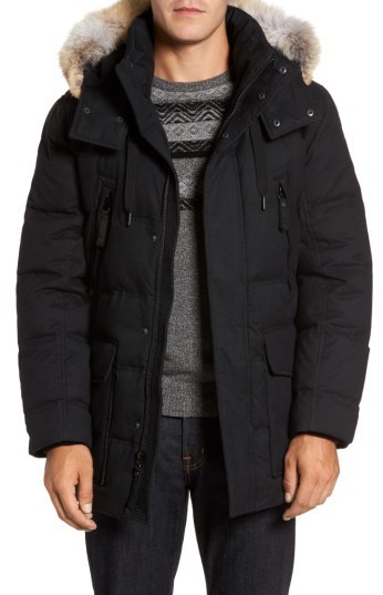 Andrew Marc Marc New York Tech Herringbone Down Parka With Genuine ...