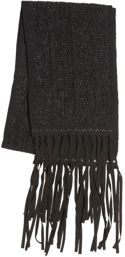 John Varvatos Wool Blend Herringbone Scarf, $561 | LUISAVIAROMA